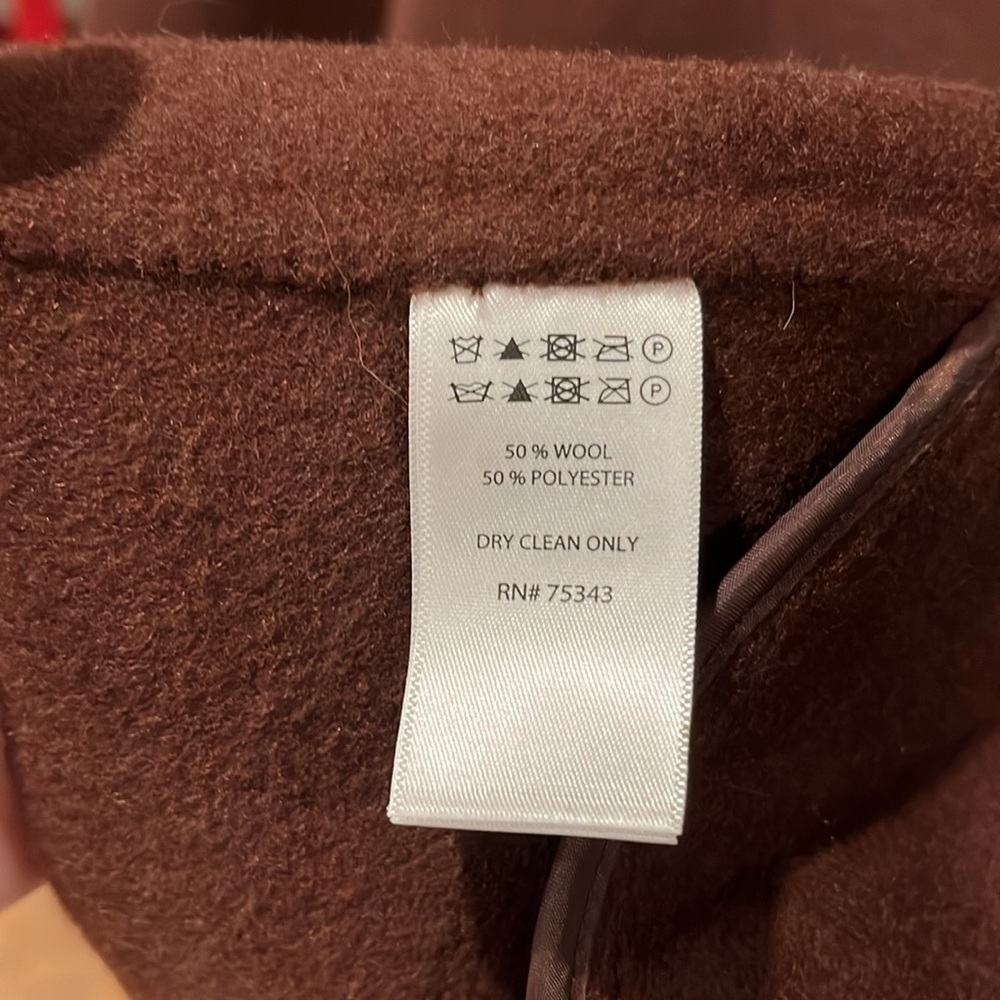 🇪🇸🐠Joie double breasted pea coat overcoat notched collar pockets brown wool - Picture 7 of 12